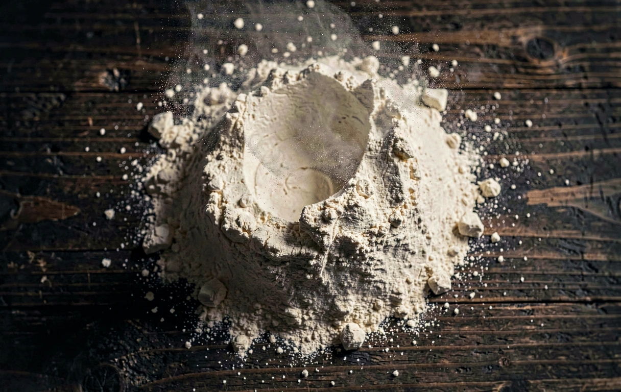 Αλεύρι σε ξύλινη επιφάνεια